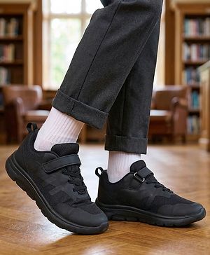 Pine Kids Velcro Closure School Shoes - Black