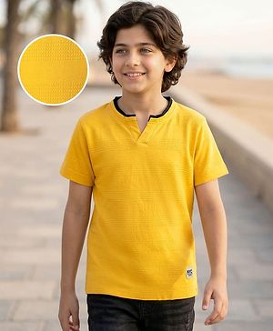 Kookie Kids Half Sleeves Solid Color T-Shirt - Yellow