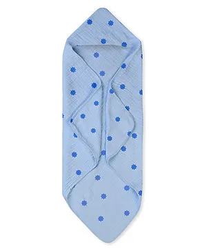 NINTARA BABY Ultra Absorbent Soft Pure Organic Cotton Hooded Towel Pack of 1 - Blue Stars