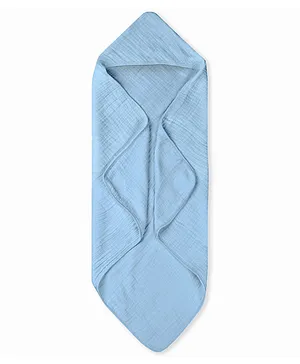 NINTARA BABY Ultra Absorbent Soft  Pure Organic Cotton Hooded Towel Pack of 1 - Blue