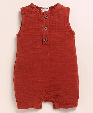 Cot & Candy Muslin Sleeveless
                              Solid Romper - Brown