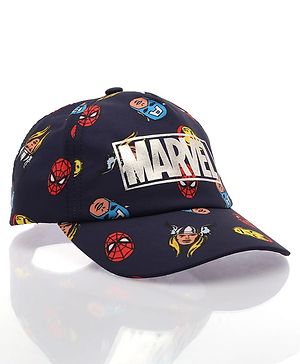 Pine Kids Marvel Cotton Blend Knit Baseball Cap With Marvel Print Navy Blue - Diameter 50 cm