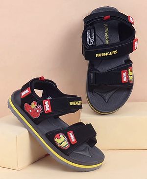 Pine Kids Marvel Velcro Closure Sandals with Iron Man Print -  Black