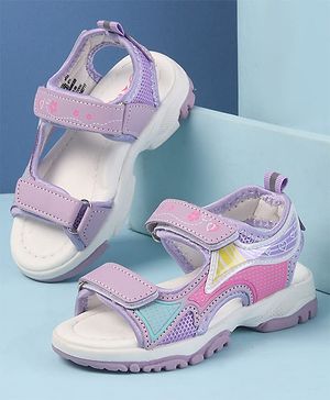 Cute Walk by Babyhug Velcro Closure Sandals with Hearts Print - Purple