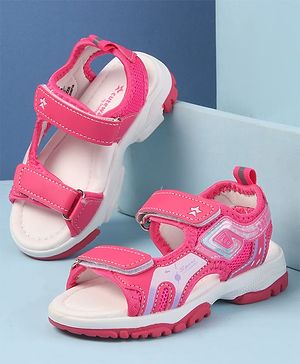 Cute Walk by Babyhug Velcro Closure Sandals with Text Print - Fuchsia
