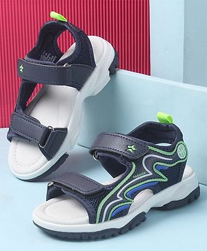 Cute Walk by Babyhug Velcro Closure Sandals with Fashion Text Print - Navy Blue