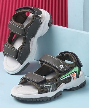 Cute Walk by Babyhug Velcro Closure Sandals with 3D Applique - Olive Green