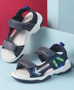 Cute Walk by Babyhug Velcro Closure Sandals with Fashion Applique - Navy Blue