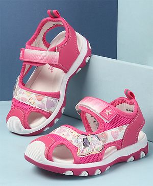 Cute Walk by Babyhug Velcro Closure Sandals with Hearts Glitter Print - Fuchsia