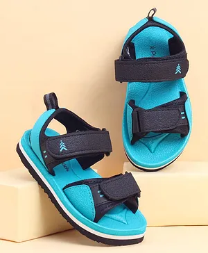 Pine Kids Solid Sandals With Velcro Closure -
                      Teal Blue & Black