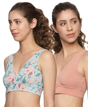 &Circus Modal Pack Of 2 Solid
                              & Floral Printed Maternity Bra With
                              Nursing Access - Multi Colour