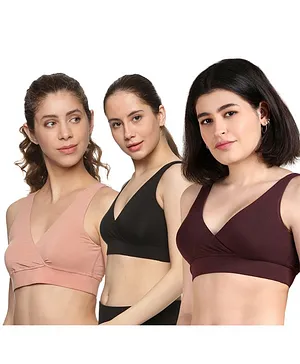 &Circus Pack Of 3 Sleeveless
                              Solid Maternity Nursing Bra - Multi
                              Colour