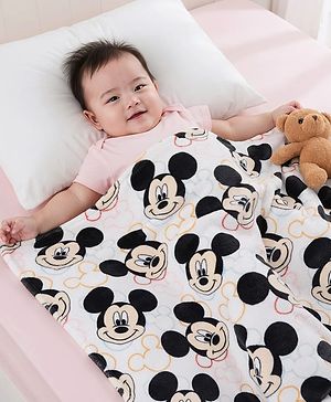 Babyhug Disney Mickey Mouse Super Soft Coral Baby Blanket  White| New Born & Toddler Blanket| Baby Skin Friendly| Super Soft| Machine Washable| Breathable Fabric| Warm and Cozy| Boys and Girls