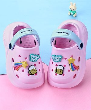 Cute Walk by Babyhug Clogs with Back Strap & Appliques - Pink