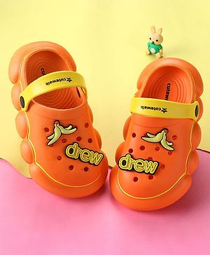 Cute Walk by Babyhug Backstrap Closure Clogs With Applique - Orange