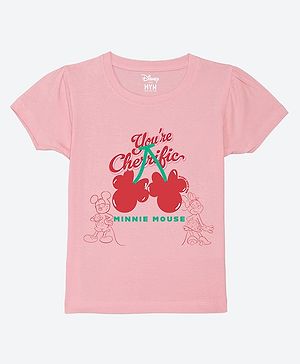 Wear Your Mind Cotton Mickey & Friends Featuring Half Sleeves Characters Printed Tee - Pink