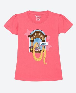 Wear Your Mind Cotton Disney Tangled Featuring Half Sleeves Rapunzel Printed Tee - Hot Pink