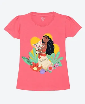 Wear Your Mind Disney Moana Featuring Half Sleeves Character Printed Tee - Hot Pink