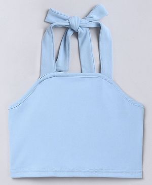 Taffykids Sleeveless Self Design Crop Top - Blue