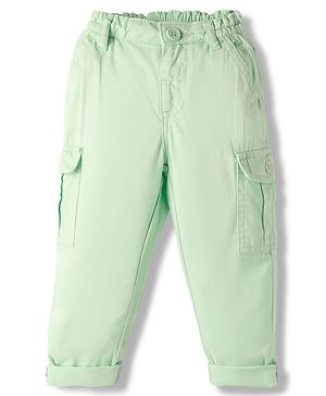Babyhug Twill Full Length Solid Colour Trouser With Stretch & Cargo Pockets - Mint