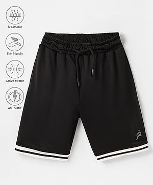 Pine Active Knee Length Solid Shorts - Black