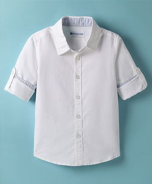 Kookie Kids Cotton Woven Full Sleeves Solid Color Oxford Shirt - White