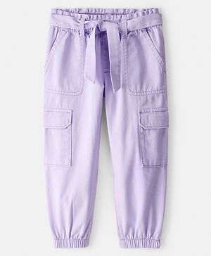 Carter's Cotton Blend Knit Ankle Length Solid Color Trouser with Cargo Pockets - Purple