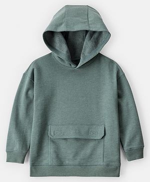 Carter's Knit Full Sleeves Solid Color Hooded Sweatshirt with Pocket - Teal Blue