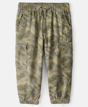 Carter's Knit Full Length Cargo Pants with Camouflage Print - Olive Tan & Grey