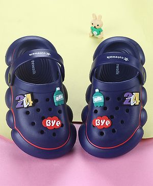 Cute Walk by Babyhug Back Strap Closure Solid Coloured Clogs With Applique - Navy Blue