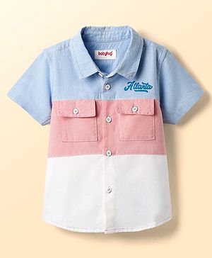 Babyhug Cotton Woven Half Sleeves Shirt With Cut & Sew - White
