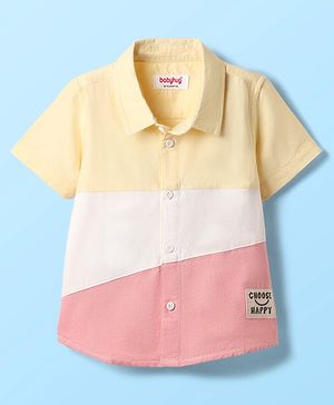 Babyhug Cotton Woven Half Sleeves Shirt With Cut & Sew - White