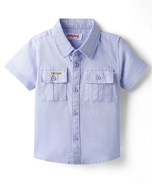 Babyhug Cotton Woven Half Sleeves Solid  Shirt - Light Blue