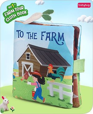 Babyhug Cloth Book Farm Animals|Premium Soft Fabric for Infants | Safe,Non-Toxic,Colorful & Educational Baby Books |Stimulates Auditory sense| Perfect Gifting option|0+ Months