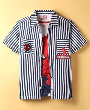 Pine Kids Marvel Cotton Woven Half Sleeves Shirt with Inner Tee  Spider Man Graphics - Multicolor