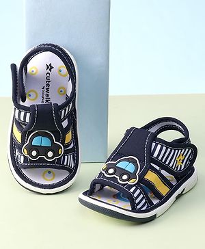 Cute Walk by Babyhug Sandals with Velcro Closure & Car Applique - Navy Blue