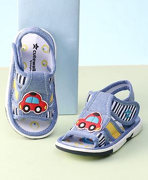Cute Walk by Babyhug Velcro Closure Sandals With Car Patch - Blue