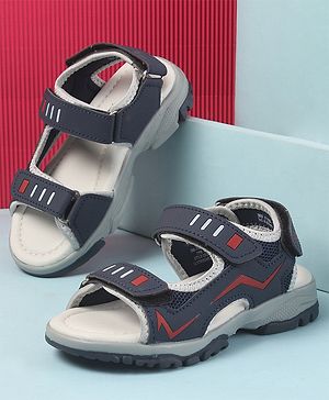 Cute Walk by Babyhug Sandals with Velcro Closure - Navy Blue & Orange