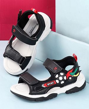 Cute Walk by Babyhug Sandals with Velcro Closure & 3D Applique - Black