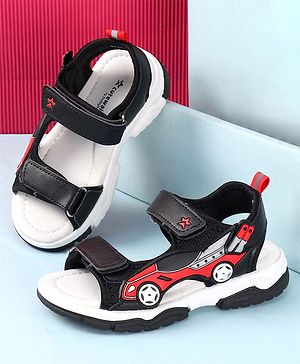 Cute Walk by Babyhug Sandals with Velcro Closure & 3D Applique - Black