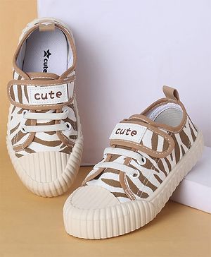 Cute Walk by Babyhug Velcro Closure & Lace Ups Casual Shoes with Stripes - Brown