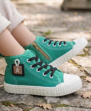 Pine Kids Lace Up Casual Shoes - Green & White