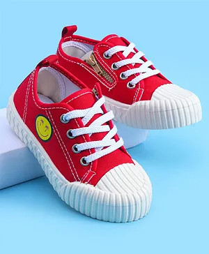 Pine Kids Lace Ups Casual Shoes With Smile
                      Print - Red