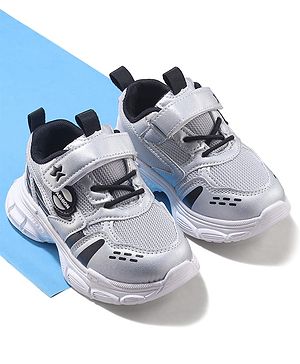 Cute Walk by Babyhug Velcro Closure Sneakers with Fashion Applique - Silver