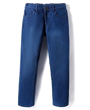 Pine Kids Denim Woven Full Length Washed Jeans - Blue