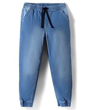 Pine Kids Denim Woven Full Length Washed Jeans With Stretch - Light Blue