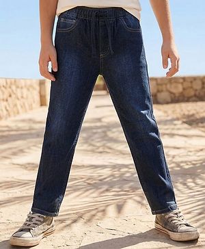 Pine Kids Denim Woven Full Length Washed Jeans - Navy Blue