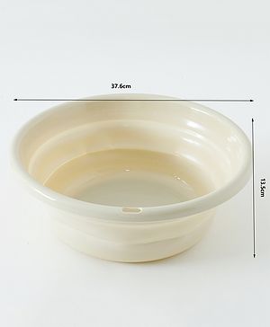Babyhug Wash Tub Foldable| Compact Storage| Space-Saving| Multi-Purpose, Camping and Outdoors| Washing and Dish Washing - Beige