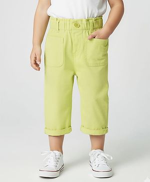 Babyhug Twill Woven Solid Capri With Stretch - Lime Green
