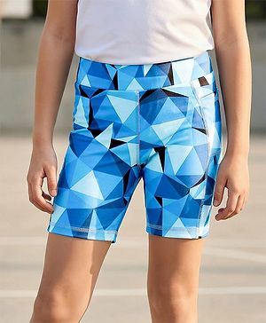 Pine Active Cycling Shorts With Abstract Print - Blue